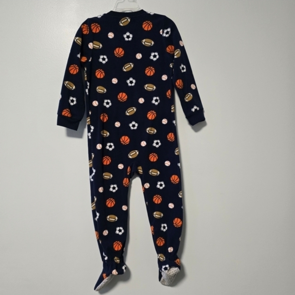 Carter's Toddler 4T Kids Sports-Theme Fleece Navy Footie One Piece Pajama - Picture 5 of 9